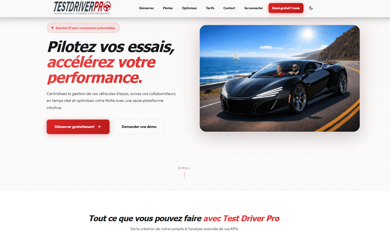 Landing page Test driver pro